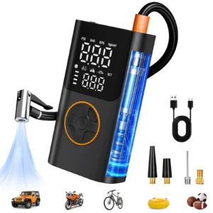 Portable Air Pump Set w Power Bank, 150PSI Tire Inflator Kit